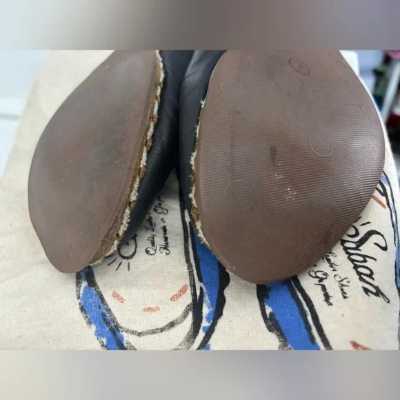 Sabah Black Leather Slip-On Shoes Size 39 - Picture 6 of 8